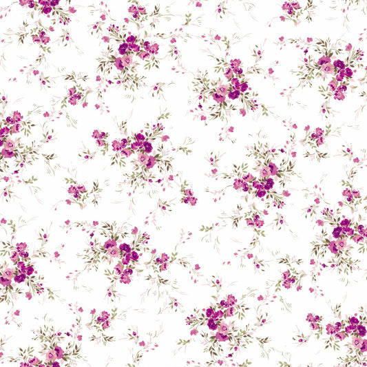 P-1714-698-OFFWHITE-FUCHSIA- PRINTED RAYON CHALLIS 100% RAYON CHALLIS