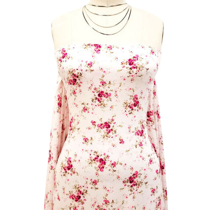 P-1714-698-OFFWHITE-FUCHSIA- PRINTED RAYON CHALLIS 100% RAYON CHALLIS