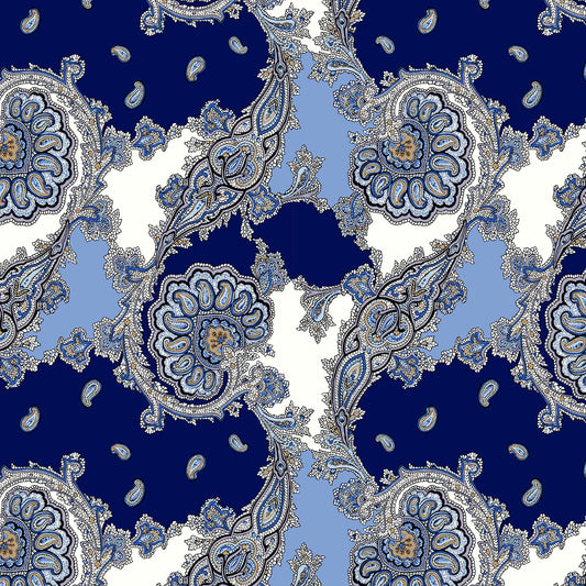 P-1739-636-NAVY-BLUE - PRINTED CREPON 100% RAYON CREPON