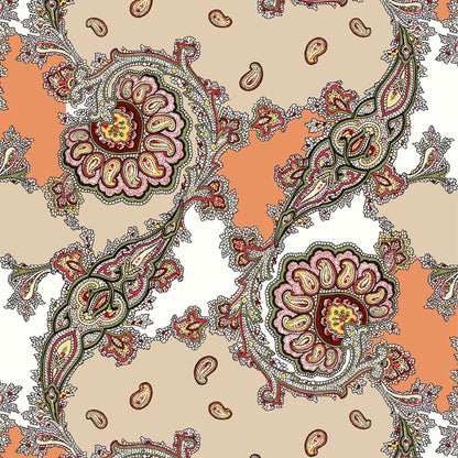 P-1739-636-TAN-PEACH - PRINTED CREPON 100% RAYON CREPON