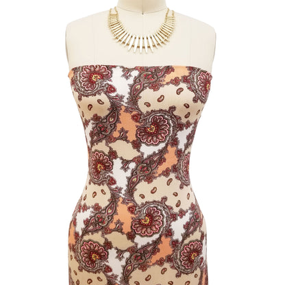 P-1739-636-TAN-PEACH - PRINTED CREPON 100% RAYON CREPON