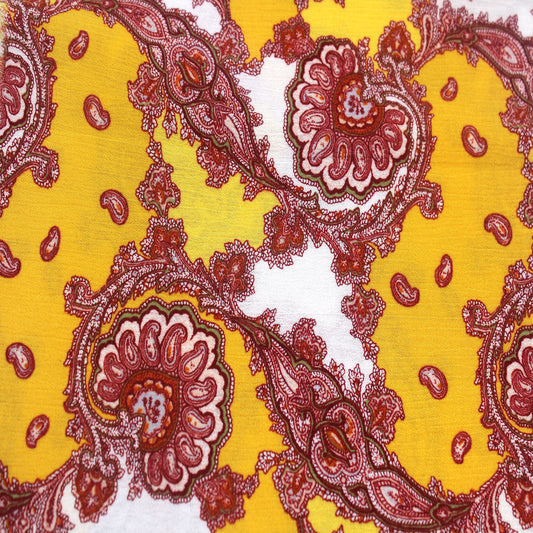 P-1739-636-YELLOW-OFFWHITE PRINTED CREPON 100% RAYON CREPON