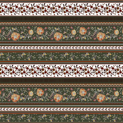 P-176-636-ARMYGREEN-ORANGE - PRINTED CREPON 100% RAYON CREPON