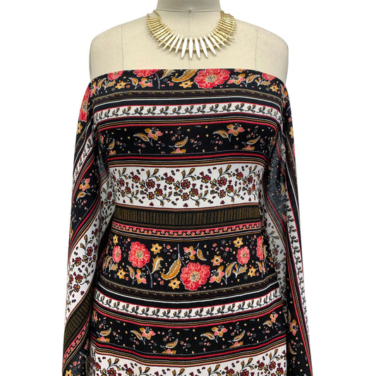 P-176-636-BLACK-RED - PRINTED CREPON 100% RAYON CREPON