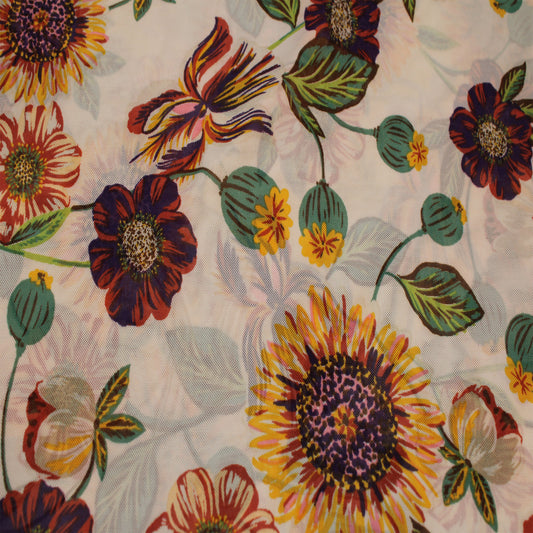 P-1790-453-ECRU-MARSALA - PRINTED POLY POWER MESH 92%POLY 8%SPANDEX
