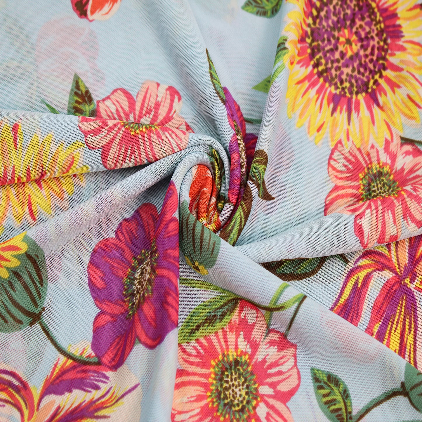 P-1790-453-MINT-POPPY-RED - PRINTED POLY POWER MESH 92%POLY 8%SPANDEX