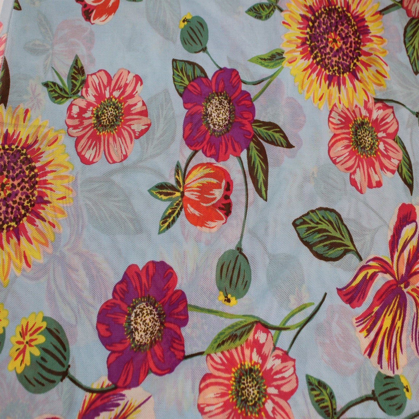 P-1790-453-MINT-POPPY-RED - PRINTED POLY POWER MESH 92%POLY 8%SPANDEX