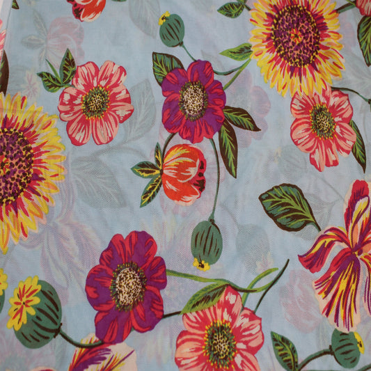 P-1790-453-MINT-POPPY-RED - PRINTED POLY POWER MESH 92%POLY 8%SPANDEX