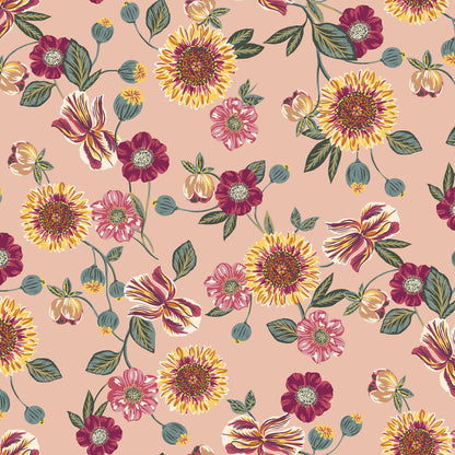 P-1790-453-PEACH-HOT-CORAL - PRINTED POLY POWER MESH 92%POLY 8%SPANDEX