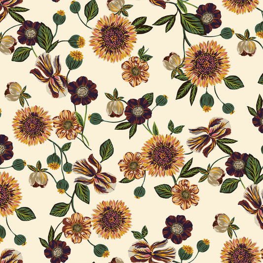 P-1790-636-ECRU-MARSALA - PRINTED CREPON 100% RAYON CREPON