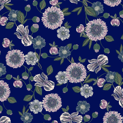 P-1790-702-DK-NAVY-BLUE-ORCHID - PRINTED SCUBA CREPE 97% POLY 3% SPANDEX