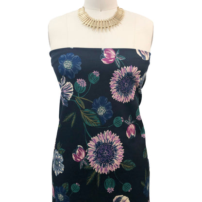 P-1790-702-DK-NAVY-BLUE-ORCHID - PRINTED SCUBA CREPE 97% POLY 3% SPANDEX