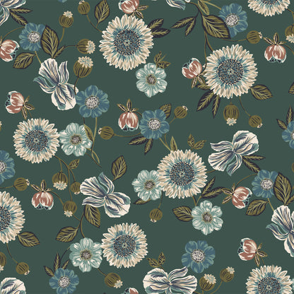 P-1790-702-PINE-TEAL - PRINTED SCUBA CREPE 97% POLY 3% SPANDEX