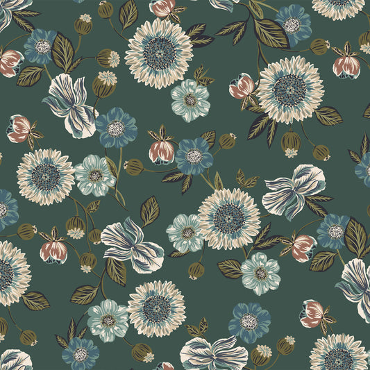 P-1790-702-PINE-TEAL - PRINTED SCUBA CREPE 97% POLY 3% SPANDEX