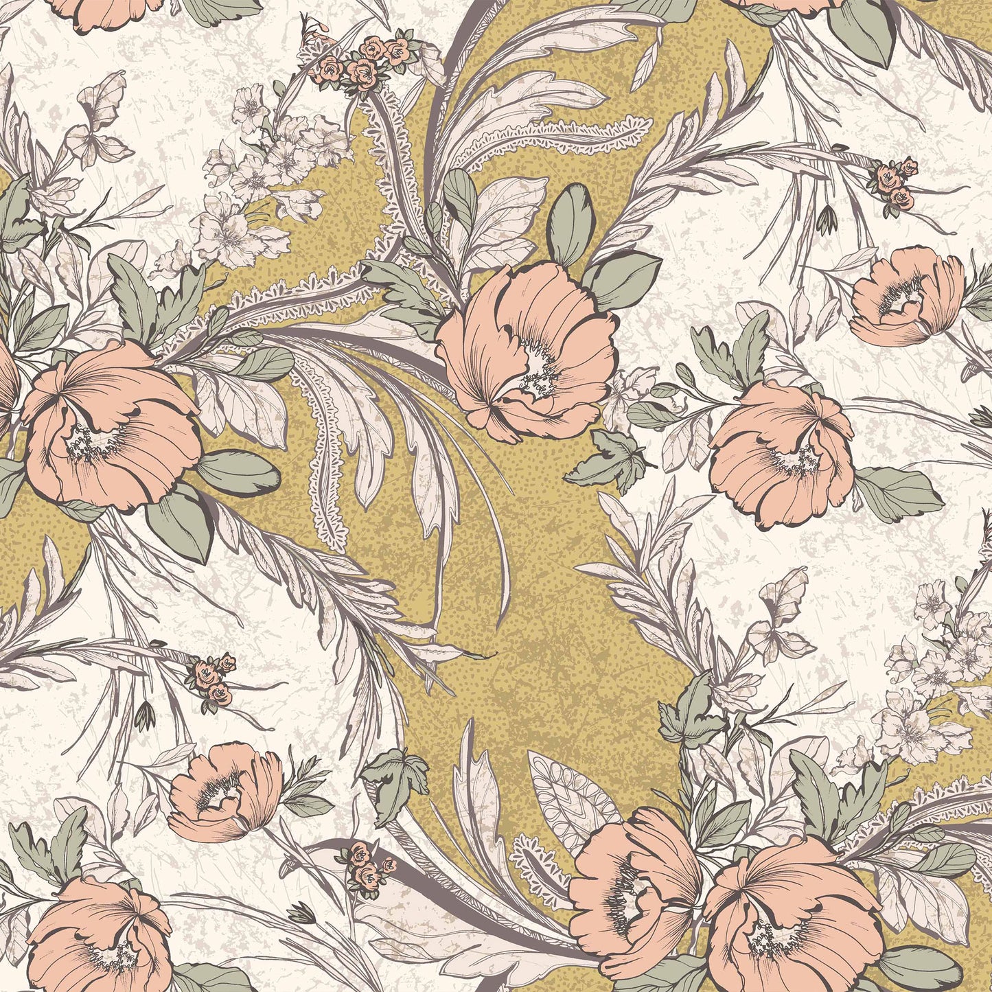 P-1791-501-MUSTARD-BLUSH - PRINTED 100% POLYESTER HI MULTI CHIFFON WASH