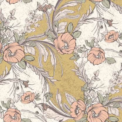 P-1791-501-MUSTARD-BLUSH - PRINTED 100% POLYESTER HI MULTI CHIFFON WASH