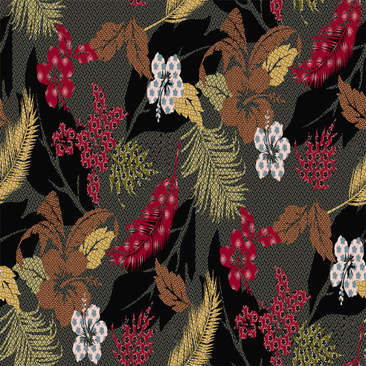 P-1797-450-ARMY-GREEN-RED - PRINTED ITY 96% POLY 4% SPANDEX