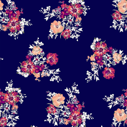 P-180-501-DK-NAVY-MAGENTA - PRINTED 100% POLYESTER HI MULTI CHIFFON WASH