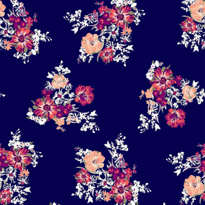 P-180-586-DK-NAVY-MAGENTA - PRINTED CREPE CHIFFON 97% POLY 3% SPANDEX