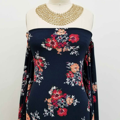 P-180-586-DK-NAVY-MAGENTA - PRINTED CREPE CHIFFON 97% POLY 3% SPANDEX