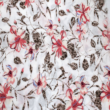 P-1801-636-OFF-WHITE-CORAL PRINTED CREPON 100% RAYON CREPON