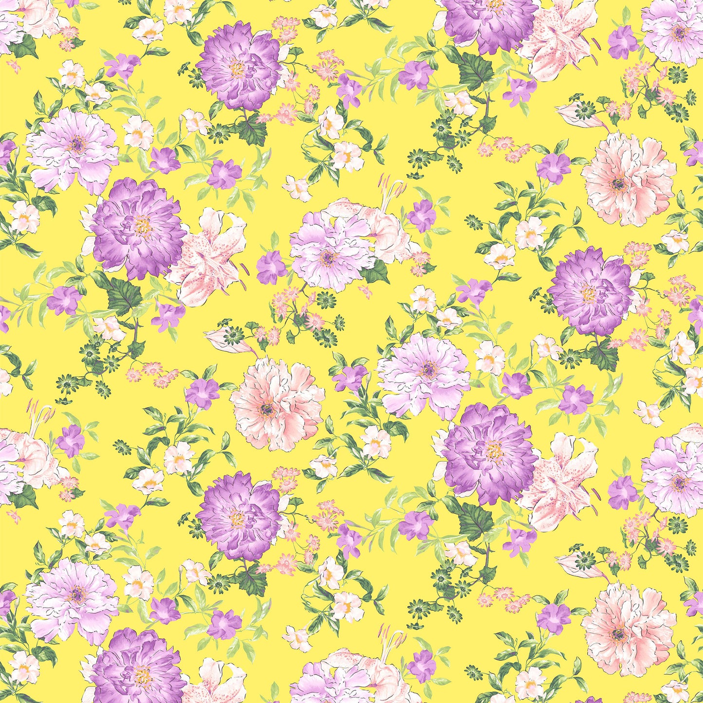 P-1802-504-BUTTERCUP-ORCHID - PRINTED WOOL DOBBY 100% POLYESTER