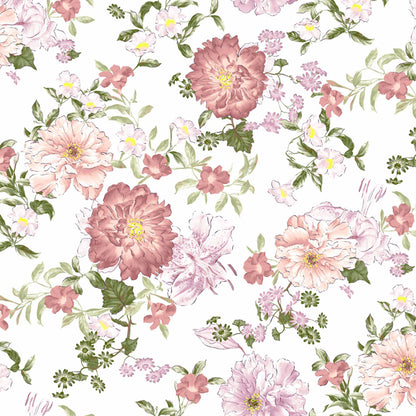 P-1802-504-OFFWHITE-DUSTY-CORAL - PRINTED WOOL DOBBY 100% POLYESTER