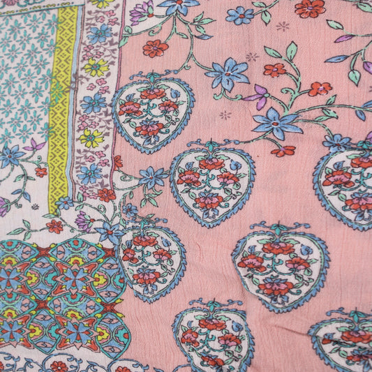P-1803-636-PEACH-BLUE PRINTED CREPON 100% RAYON CREPON