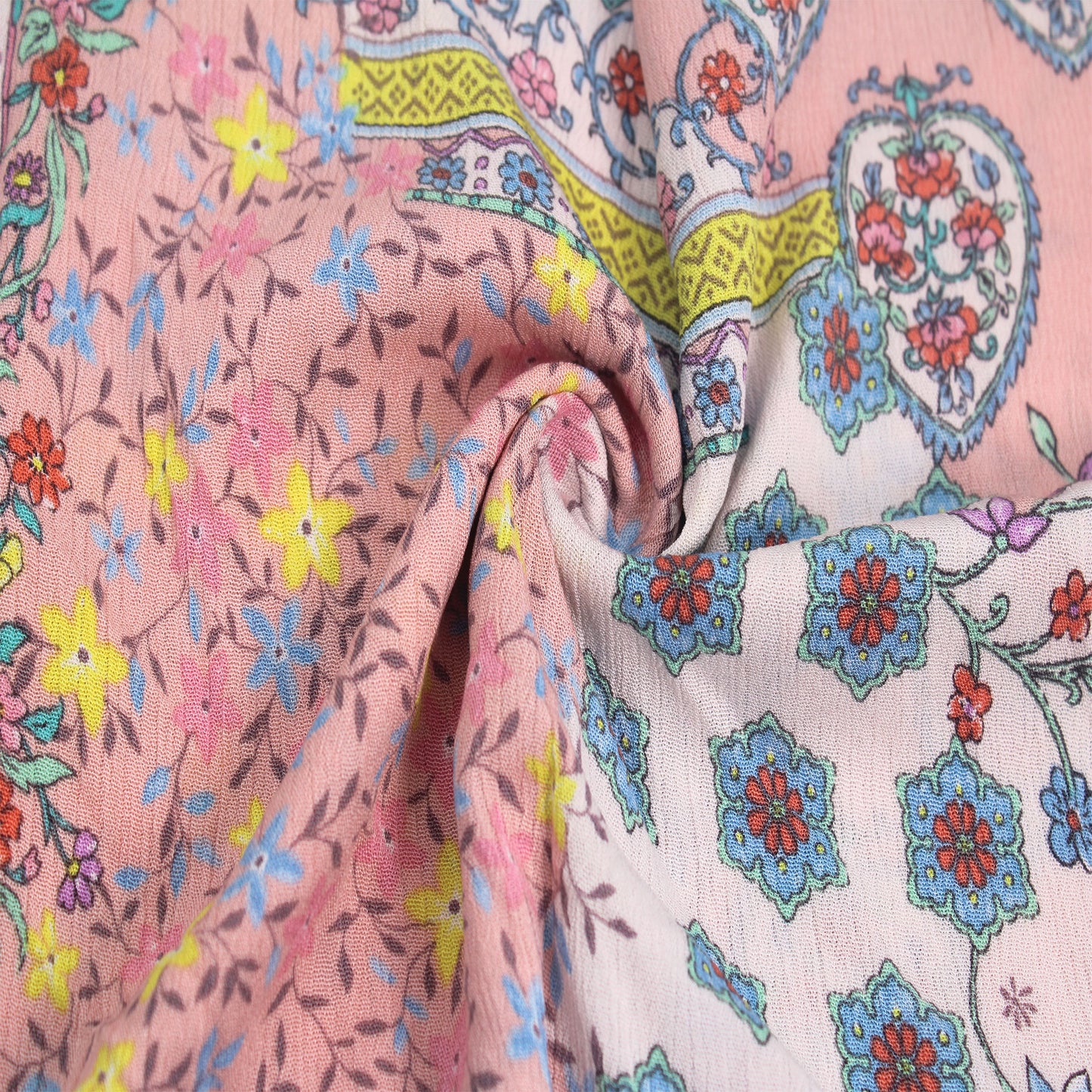 P-1803-636-PEACH-BLUE PRINTED CREPON 100% RAYON CREPON