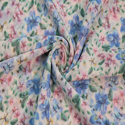 P-1805-453-ECRU-PERI - PRINTED POLY POWER MESH 92%POLY 8%SPANDEX