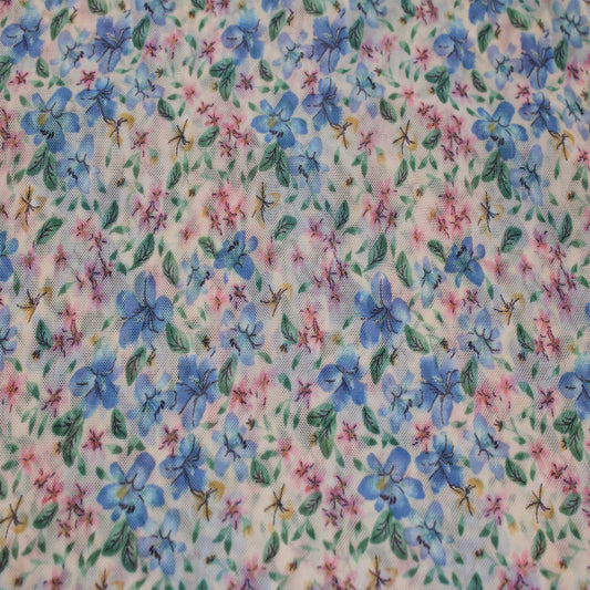 P-1805-453-ECRU-PERI - PRINTED POLY POWER MESH 92%POLY 8%SPANDEX