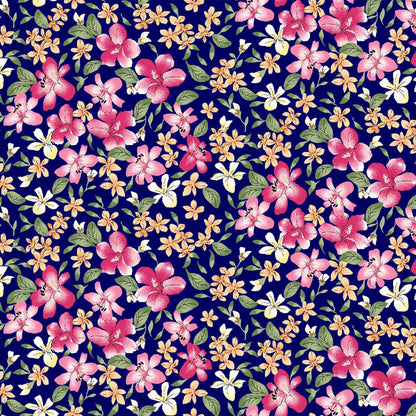 P-1805-453-NAVY-HOT-PINK - PRINTED POLY POWER MESH 92%POLY 8%SPANDEX
