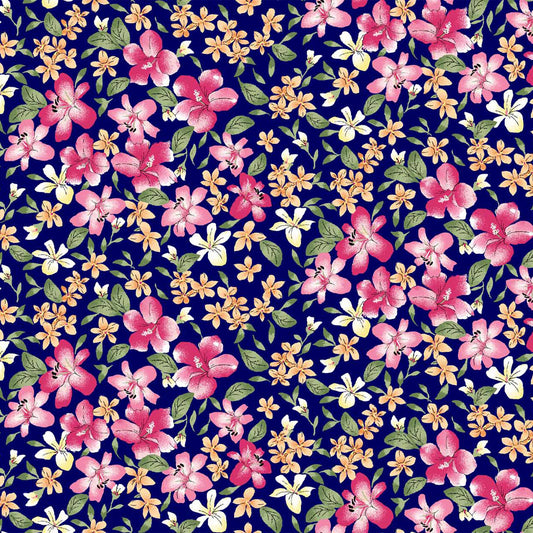 P-1805-453-NAVY-HOT-PINK - PRINTED POLY POWER MESH 92%POLY 8%SPANDEX