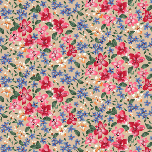 P-1805-636-PEARL-CORAL - PRINTED CREPON 100% RAYON CREPON