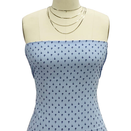 P-1813-698-BLUE-DENIM- PRINTED RAYON CHALLIS 100% RAYON CHALLIS