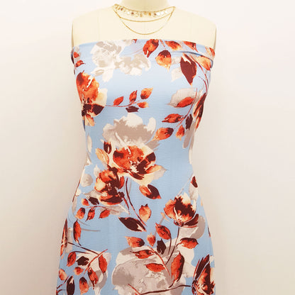 P-183-586-BABY-BLUE-PEACH - PRINTED CREPE CHIFFON 97% POLY 3% SPANDEX