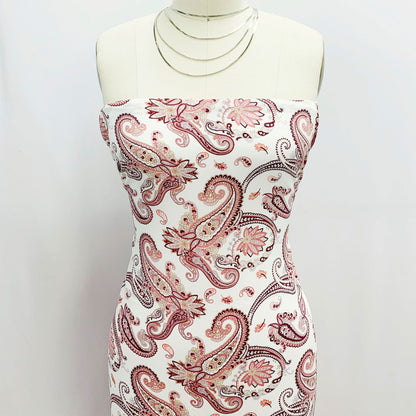 P-1844-698-IVORY-CORAL- PRINTED RAYON CHALLIS 100% RAYON CHALLIS