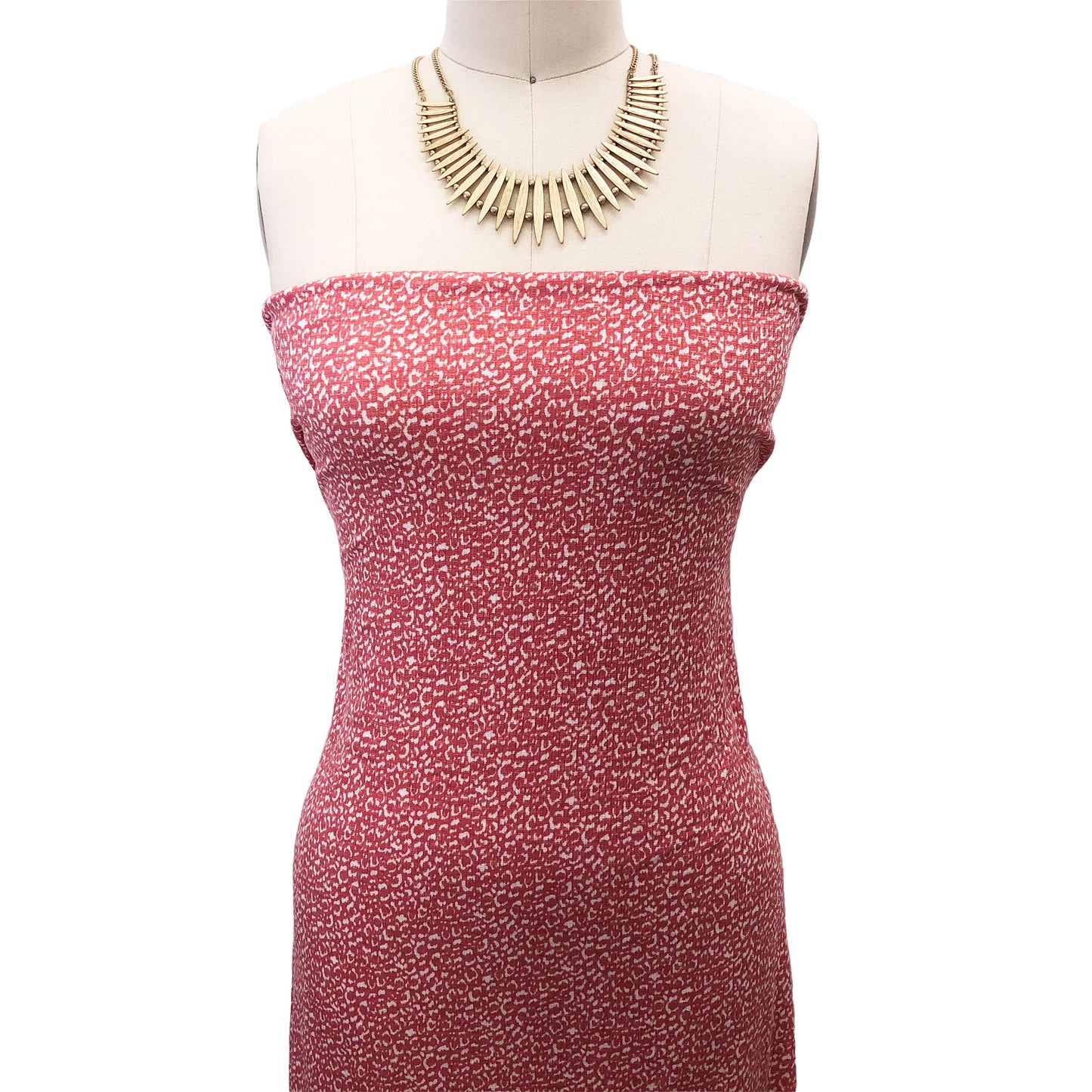 P-1851-788-CORAL-OFF-WHITE - PRINTED T/C SLUB 4X2 RIB 63% POLY 34% CTN 3% SPANDEX