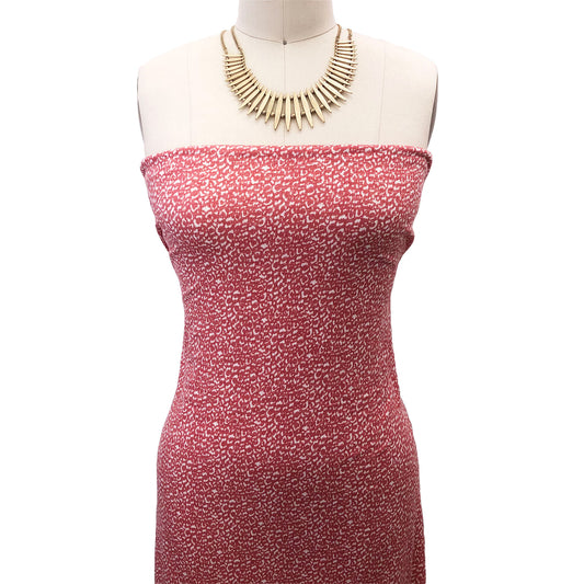 P-1851-788-CORAL-OFF-WHITE - PRINTED T/C SLUB 4X2 RIB 63% POLY 34% CTN 3% SPANDEX