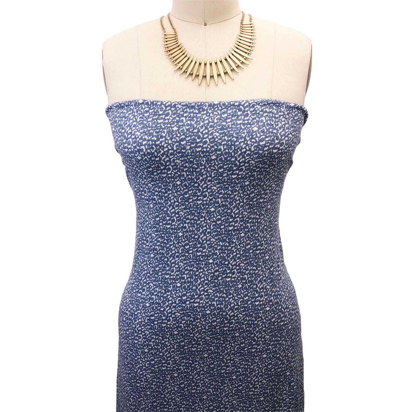 P-1851-788-DENIM-OFF-WHITE - PRINTED T/C SLUB 4X2 RIB 63% POLY 34% CTN 3% SPANDEX