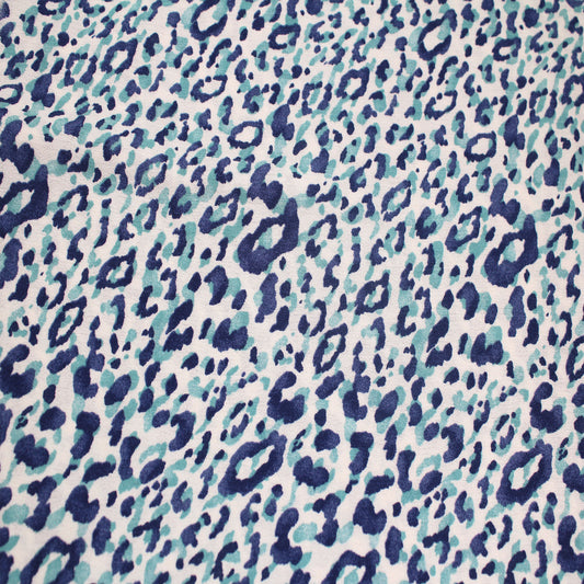 P-1853-636-ECRU-BLUE PRINTED CREPON 100% RAYON CREPON