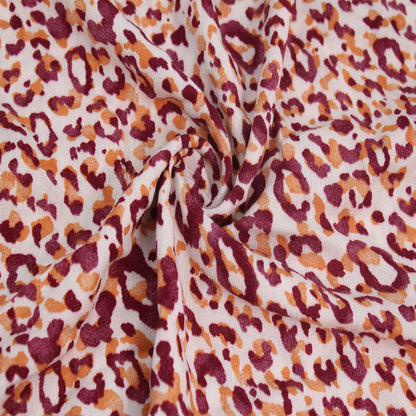 P-1853-636-ECRU-BURNT-ORANGE PRINTED CREPON 100% RAYON CREPON