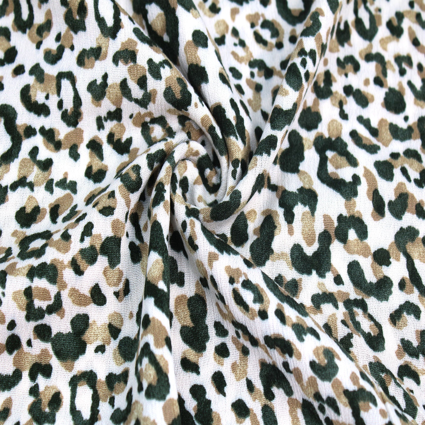 P-1853-636-ECRU-OLIVE PRINTED CREPON 100% RAYON CREPON