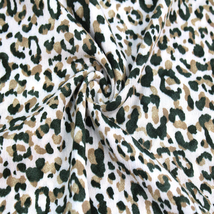 P-1853-636-ECRU-OLIVE PRINTED CREPON 100% RAYON CREPON