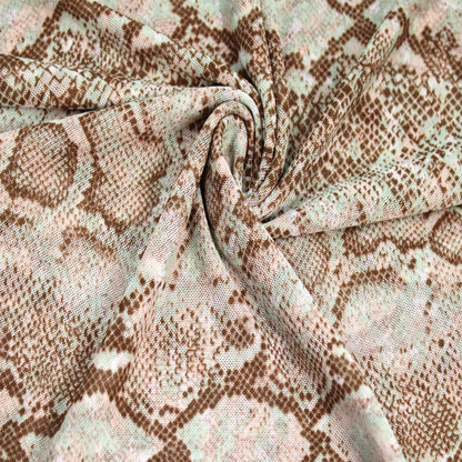 P-1858-453-BROWN-SAGE - PRINTED POLY POWER MESH 92%POLY 8%SPANDEX