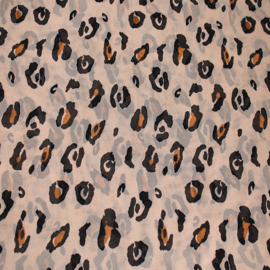 P-1880-453-CAMEL-HAZEL - PRINTED POLY POWER MESH 92%POLY 8%SPANDEX