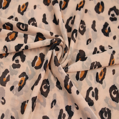 P-1880-453-CAMEL-HAZEL - PRINTED POLY POWER MESH 92%POLY 8%SPANDEX