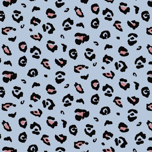 P-1880-792-ASH-BLUE-ROSE - PRINTED T/C SLUB 2X1 RIB 63% POLY 34% CTN 3% SPANDEX