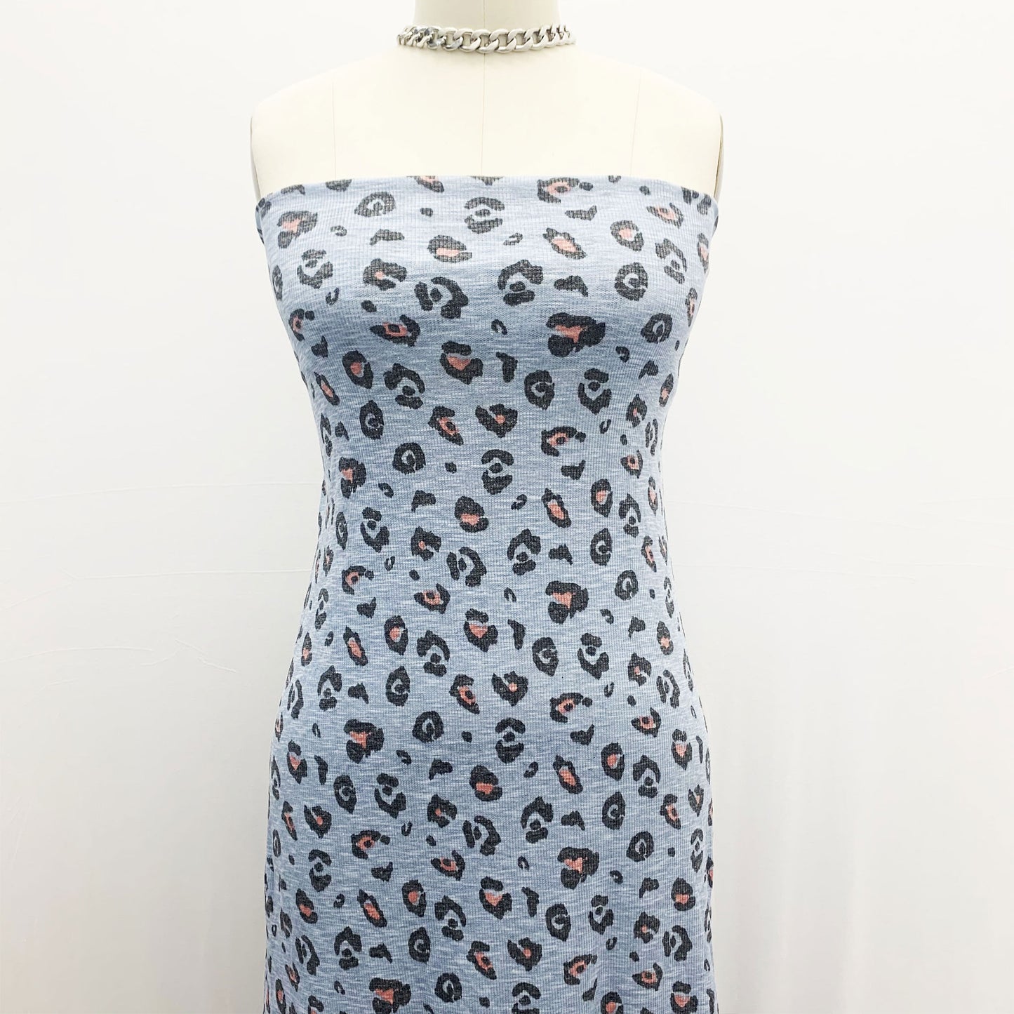 P-1880-792-ASH-BLUE-ROSE - PRINTED T/C SLUB 2X1 RIB 63% POLY 34% CTN 3% SPANDEX