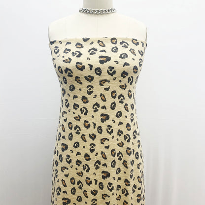 P-1880-792-CAMEL-HAZEL - PRINTED T/C SLUB 2X1 RIB 63% POLY 34% CTN 3% SPANDEX